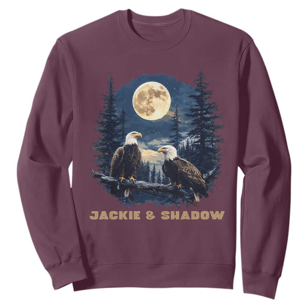Jackie and Shadow Bald Eagle Couple Sweatshirt Full Moon Forest Vintage Nature Graphic TS02 Maroon Print Your Wear
