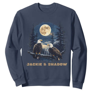 Jackie and Shadow Bald Eagle Couple Sweatshirt Full Moon Forest Vintage Nature Graphic TS02 Navy Print Your Wear