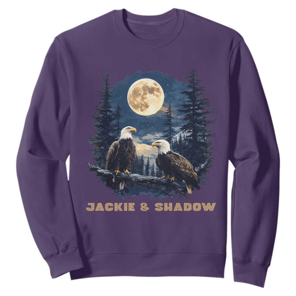 Jackie and Shadow Bald Eagle Couple Sweatshirt Full Moon Forest Vintage Nature Graphic TS02 Purple Print Your Wear