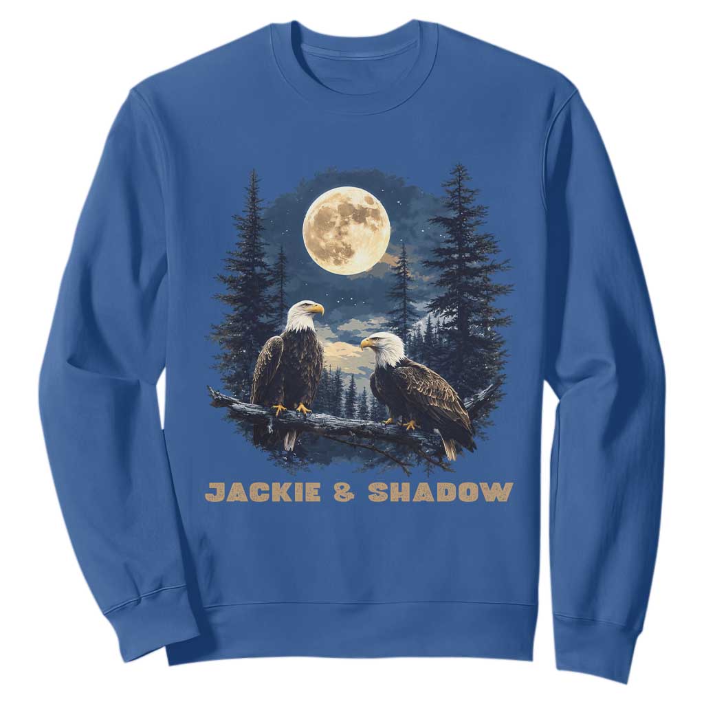 Jackie and Shadow Bald Eagle Couple Sweatshirt Full Moon Forest Vintage Nature Graphic TS02 Royal Blue Print Your Wear