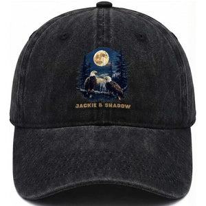 Jackie and Shadow Bald Eagle Couple Washed Cotton Baseball Cap Full Moon Forest Vintage Nature Graphic TS02 Print Your Wear