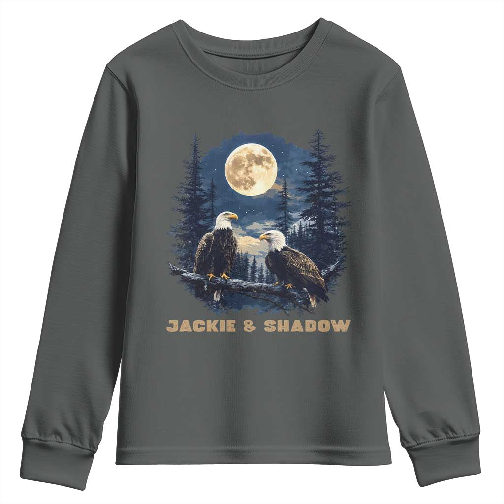 Jackie and Shadow Bald Eagle Couple Youth Sweatshirt Full Moon Forest Vintage Nature Graphic TS02 Dark Heather Print Your Wear