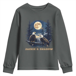 Jackie and Shadow Bald Eagle Couple Youth Sweatshirt Full Moon Forest Vintage Nature Graphic TS02 Dark Heather Print Your Wear
