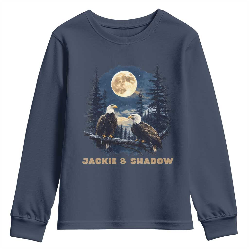 Jackie and Shadow Bald Eagle Couple Youth Sweatshirt Full Moon Forest Vintage Nature Graphic TS02 Navy Print Your Wear