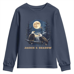 Jackie and Shadow Bald Eagle Couple Youth Sweatshirt Full Moon Forest Vintage Nature Graphic TS02 Navy Print Your Wear