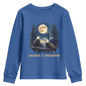 Jackie and Shadow Bald Eagle Couple Youth Sweatshirt Full Moon Forest Vintage Nature Graphic TS02 Royal Blue Print Your Wear