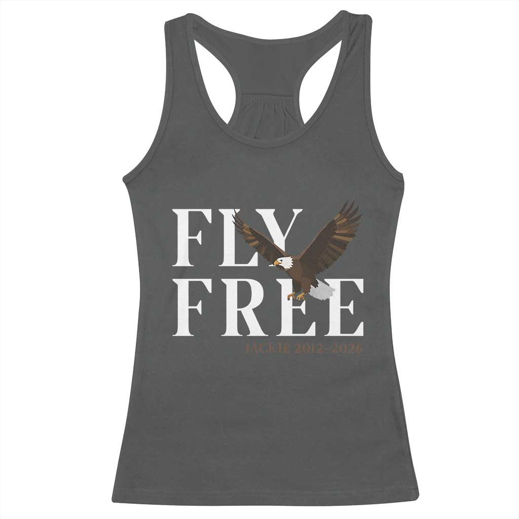 Fly Free Jackie Eagle 2012 2026 Memorial Racerback Tank Top Soaring Wilderness Tribute TS02 Dark Heather Print Your Wear