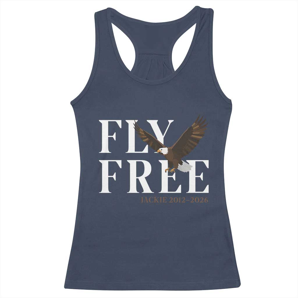 Fly Free Jackie Eagle 2012 2026 Memorial Racerback Tank Top Soaring Wilderness Tribute TS02 Navy Print Your Wear
