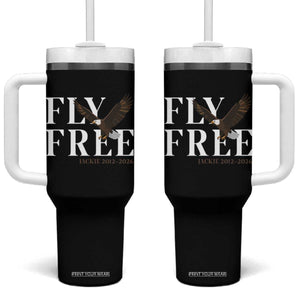 Fly Free Jackie Eagle 2012 2026 Memorial Tumbler With Handle Soaring Wilderness Tribute TS02 One Size: 40 oz Black Print Your Wear