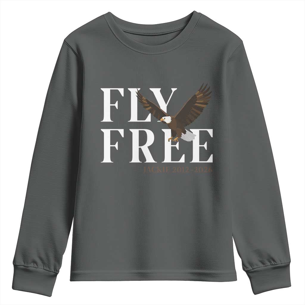 Fly Free Jackie Eagle 2012 2026 Memorial Youth Sweatshirt Soaring Wilderness Tribute TS02 Dark Heather Print Your Wear