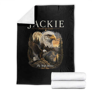 Jackie Forever Our Queen Bald Eagle 2012 2026 Memorial Throw Blanket Fly High in Big Bear Moonlit Mountain Tribute TS02 Black Print Your Wear