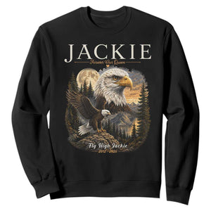 Jackie Forever Our Queen Bald Eagle 2012 2026 Memorial Sweatshirt Fly High in Big Bear Moonlit Mountain Tribute TS02 Black Print Your Wear