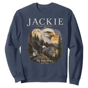 Jackie Forever Our Queen Bald Eagle 2012 2026 Memorial Sweatshirt Fly High in Big Bear Moonlit Mountain Tribute TS02 Navy Print Your Wear