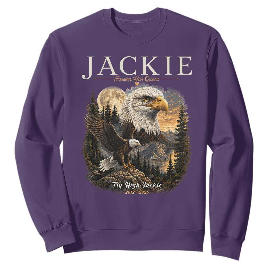 Jackie Forever Our Queen Bald Eagle 2012 2026 Memorial Sweatshirt Fly High in Big Bear Moonlit Mountain Tribute TS02 Purple Print Your Wear