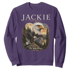 Jackie Forever Our Queen Bald Eagle 2012 2026 Memorial Sweatshirt Fly High in Big Bear Moonlit Mountain Tribute TS02 Purple Print Your Wear
