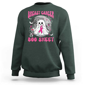 Breast Cancer Is Boo Sheet Sweatshirt Halloween Pink Ribbon Support Warrior TS02 Dark Forest Green Print Your Wear