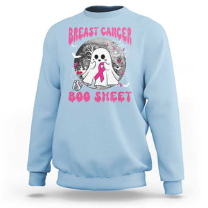 Breast Cancer Is Boo Sheet Sweatshirt Halloween Pink Ribbon Support Warrior TS02 Light Blue Print Your Wear