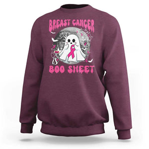 Breast Cancer Is Boo Sheet Sweatshirt Halloween Pink Ribbon Support Warrior TS02 Maroon Print Your Wear