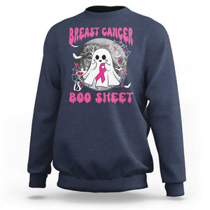 Breast Cancer Is Boo Sheet Sweatshirt Halloween Pink Ribbon Support Warrior TS02 Navy Print Your Wear