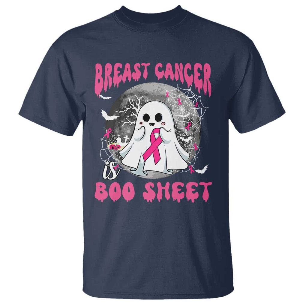 Breast Cancer Is Boo Sheet T Shirt Halloween Pink Ribbon Support Warrior TS02 Navy Print Your Wear
