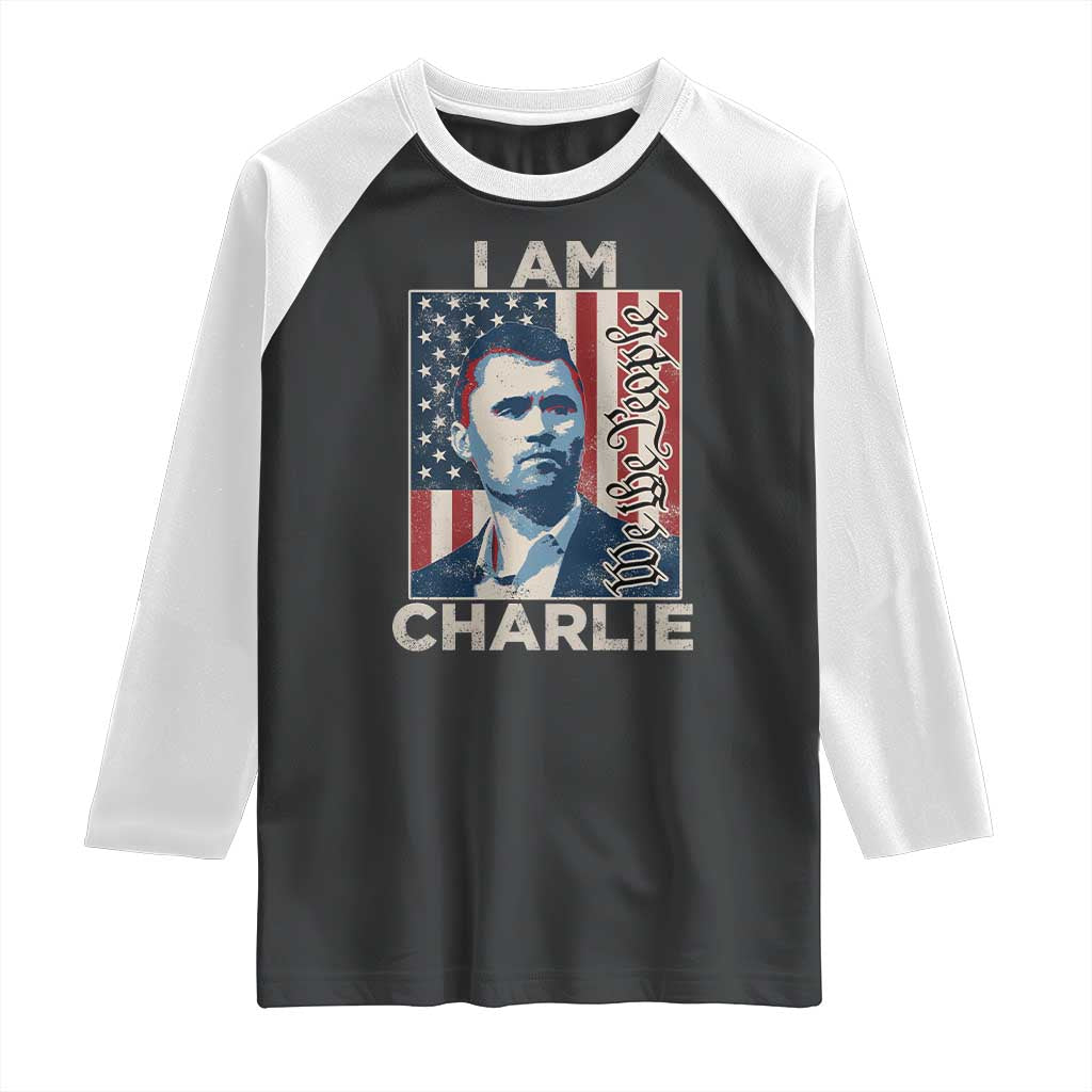 Stand With Charlie Raglan Shirt Patriotic Free Speech We The People American Flag Graphic TS02 Black White Print Your Wear