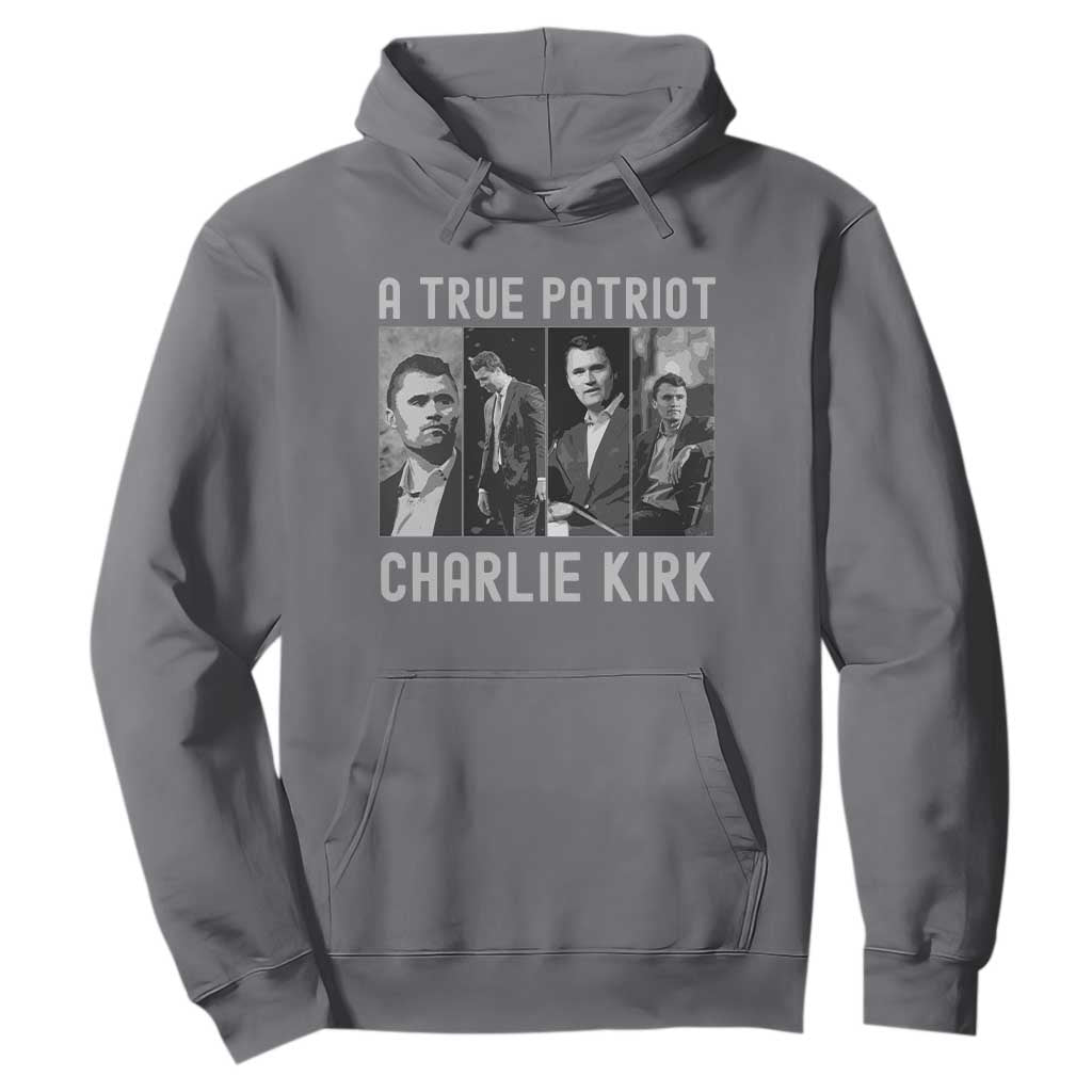 Charlie Kirk Tribute Hoodie A True Patriot Conservative Memorial TS02 Charcoal Print Your Wear