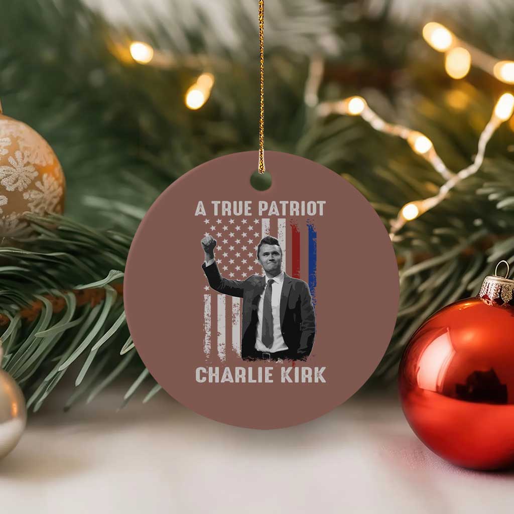Charlie Kirk Tribute Ceramic Ornament A True Patriot Freedom American Flag TS02 1pc Mocha Print Your Wear