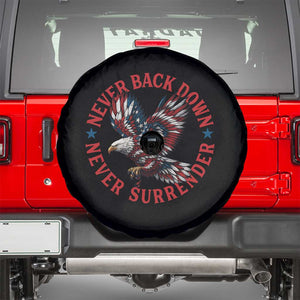 Patriotic American Eagle Graphic Spare Tire Cover Never Back Down Never Surrender Memorial for Freedom Fighters TS02 Black Print Your Wear
