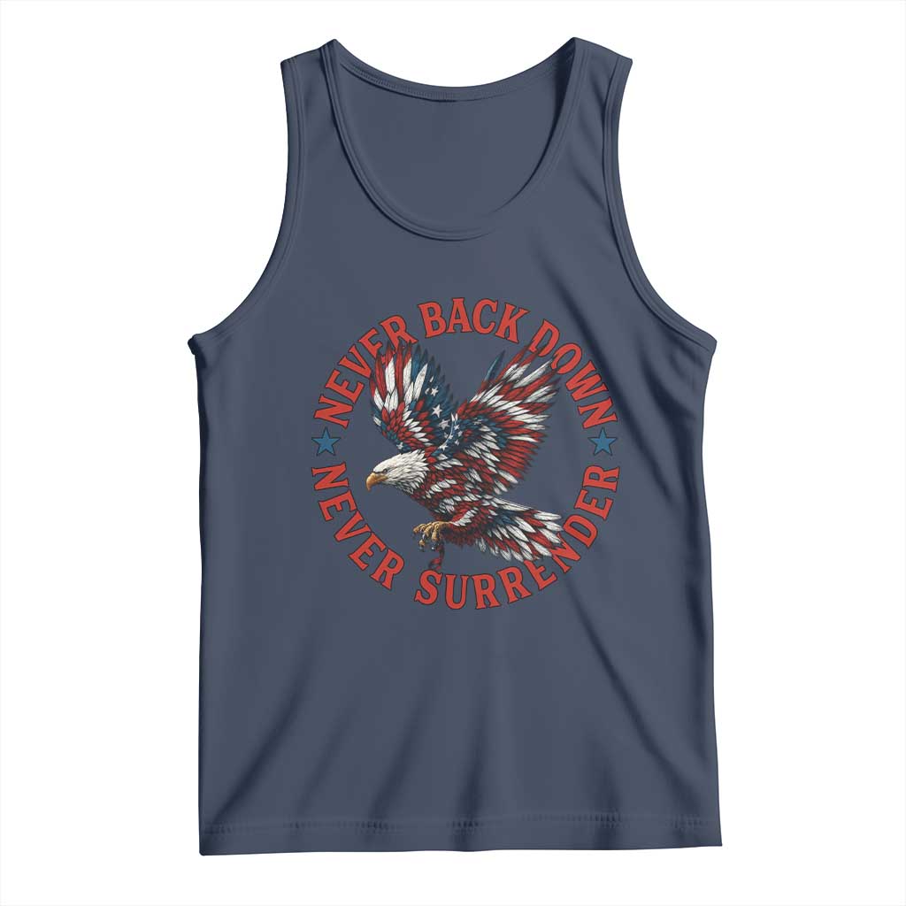 Patriotic American Eagle Graphic Tank Top Never Back Down Never Surrender Memorial for Freedom Fighters TS02 Navy Print Your Wear