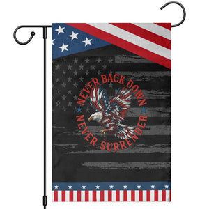 Patriotic American Eagle Graphic Garden Flag Never Back Down Never Surrender Memorial for Freedom Fighters TS02 Distressed Black Blue Print Your Wear