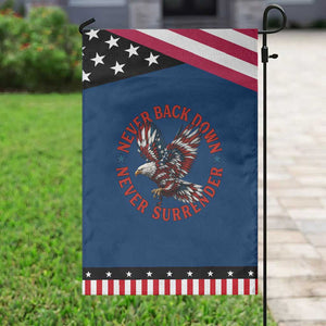 Patriotic American Eagle Graphic Garden Flag Never Back Down Never Surrender Memorial for Freedom Fighters TS02 Classic Blue Black Print Your Wear