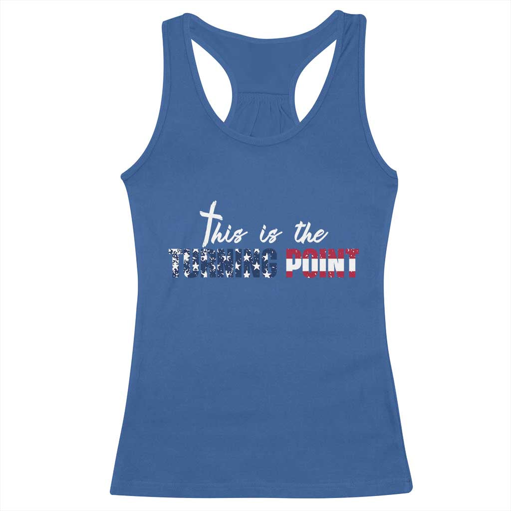 This is The Turning Point Racerback Tank Top Patriotic American Flag Graphic TS02 Royal Blue Print Your Wear