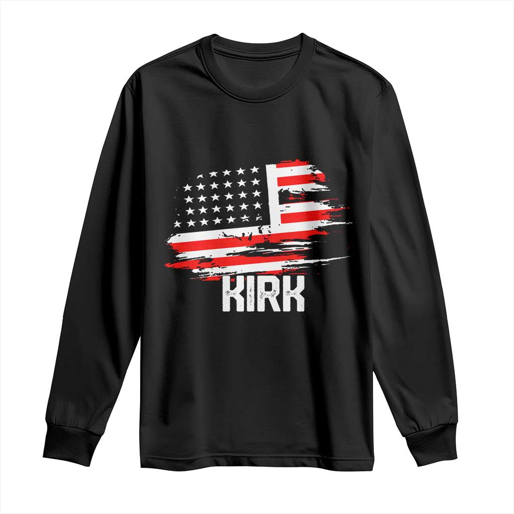American Flag Kirk Long Sleeve Shirt Distressed Patriotic Team Charlie Tribute TS02 Black Print Your Wear