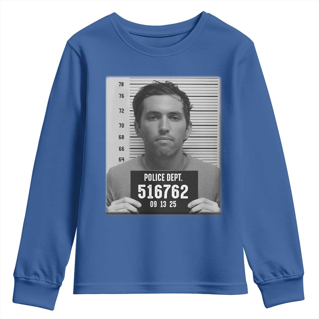 Tyler Robinson Mugshot Youth Sweatshirt Justice For Charlie Kirk TS02 Royal Blue Print Your Wear