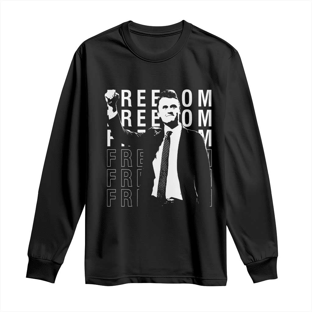 Freedom Charlie Kirk Tribute Long Sleeve Shirt A True Patriot Leagacy Memorial TS02 Black Print Your Wear