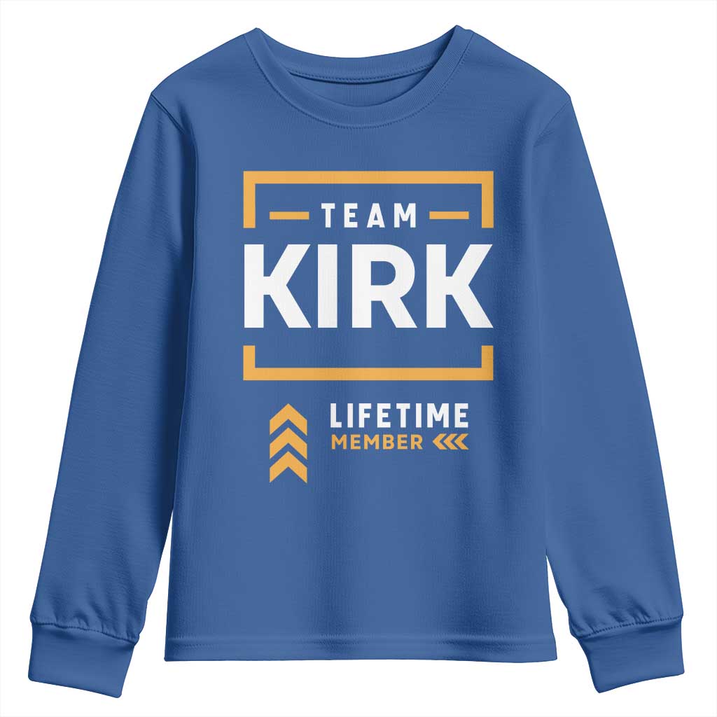 Team Kirk Lifetime Member Youth Sweatshirt American True Patriot Support TS02 Royal Blue Print Your Wear