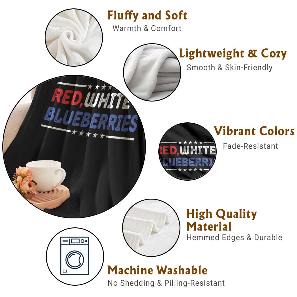 Red White and Blueberries Throw Blanket Patriotic Tribute Memorial TS02 Print Your Wear