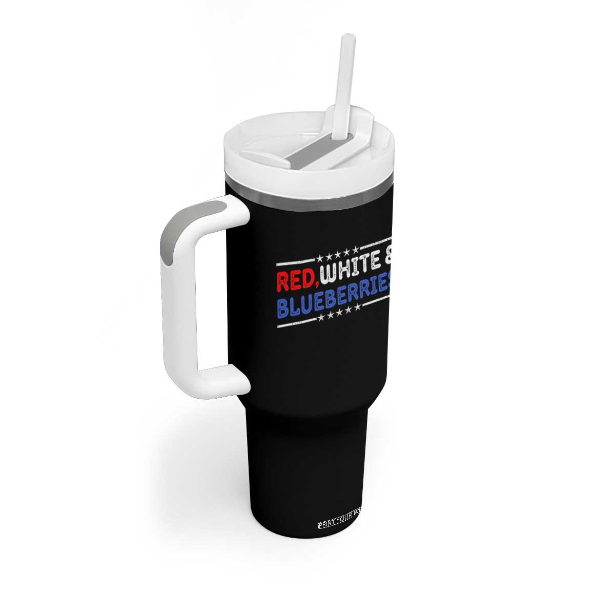 Red White and Blueberries Tumbler With Handle Patriotic Tribute Memorial TS02 Print Your Wear
