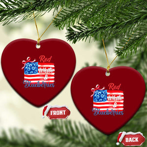 Red White and Blueberries Ceramic Ornament Patriotic Vintage American Flag Coquette Bow TS02 Print Your Wear
