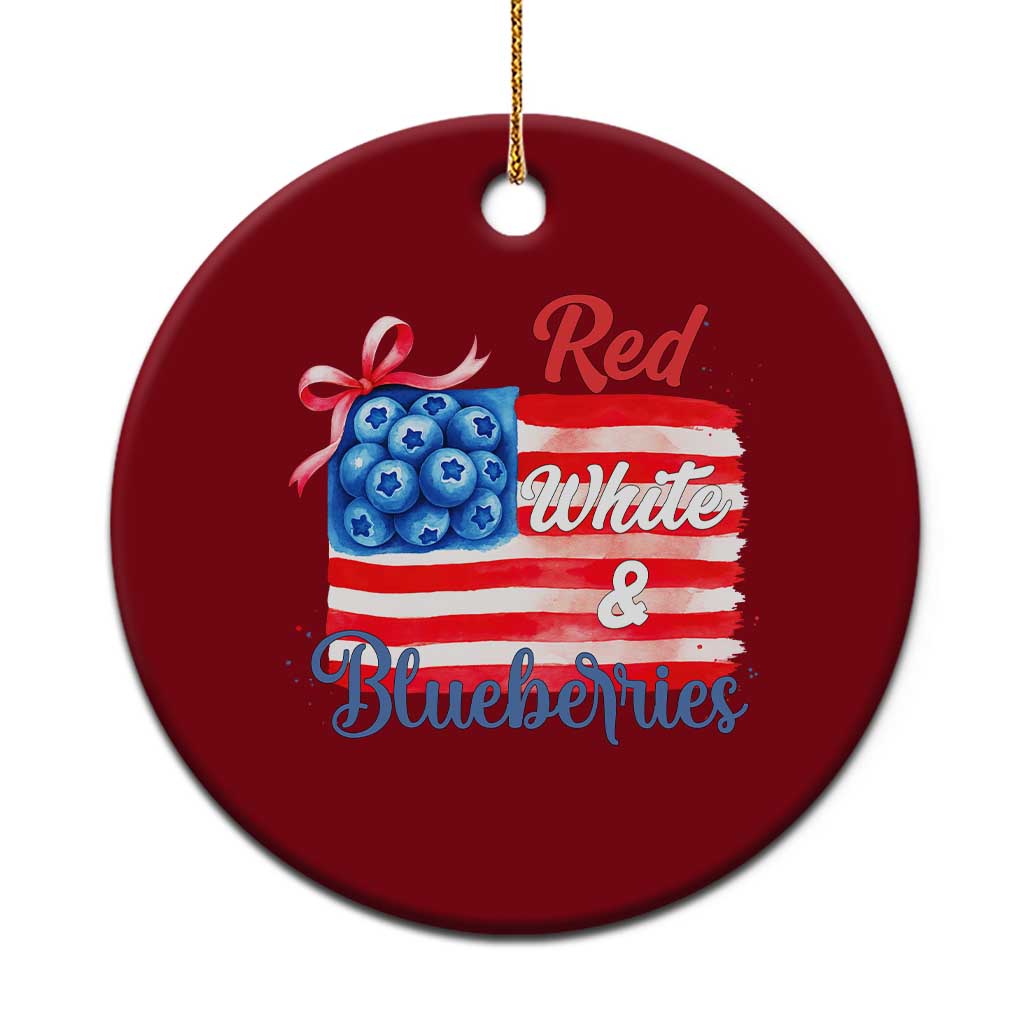 Red White and Blueberries Ceramic Ornament Patriotic Vintage American Flag Coquette Bow TS02 1pc Red Print Your Wear