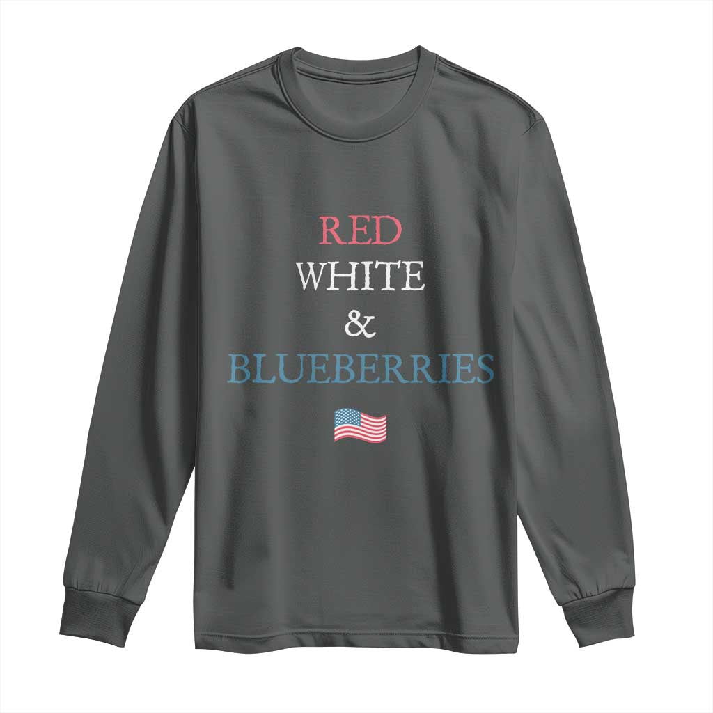 Red White and Blueberries Long Sleeve Shirt Vintage American Flag Patriotic TS02 Dark Heather Print Your Wear