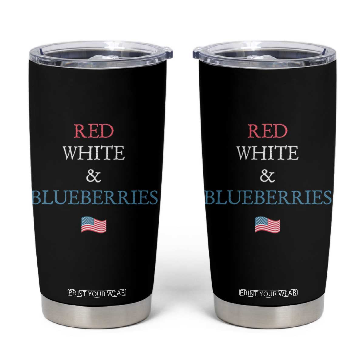 Red White and Blueberries Tumbler Cup Vintage American Flag Patriotic TS02 Black Print Your Wear
