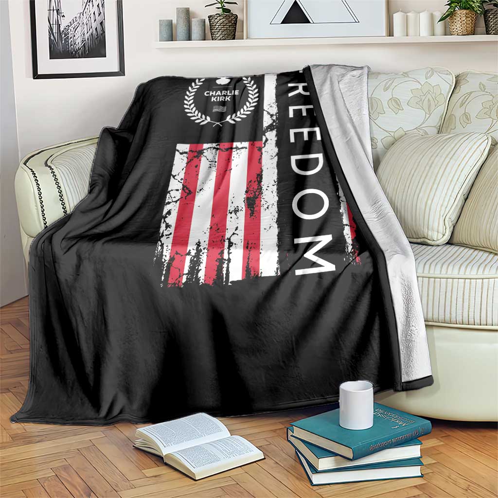 Freedom Charlie Kirk Tribute Throw Blanket Patriotic Legacy Eagle Distressed American Flag TS02 Print Your Wear