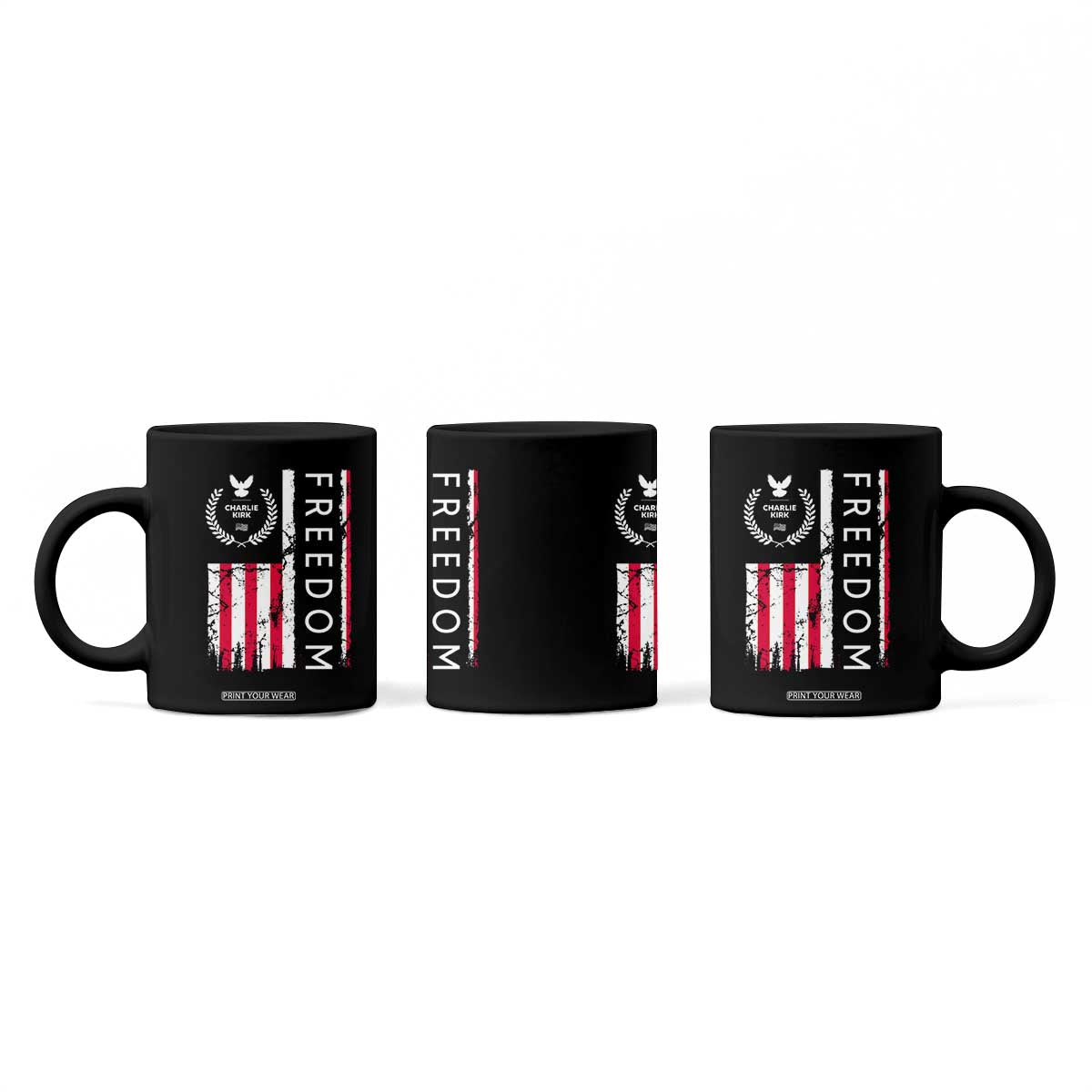Freedom Charlie Kirk Tribute Coffee Mug Patriotic Legacy Eagle Distressed American Flag TS02 Print Your Wear