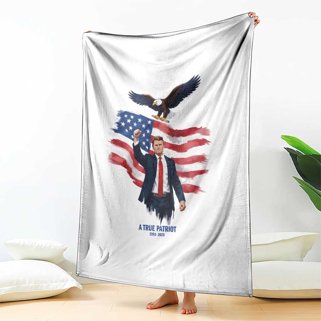 Charlie Kirk Tribute Throw Blanket A True Patriot American Flag Patriotic Eagle TS02 Print Your Wear