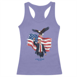 Charlie Kirk Tribute Racerback Tank Top A True Patriot American Flag Patriotic Eagle TS02 Violet Print Your Wear