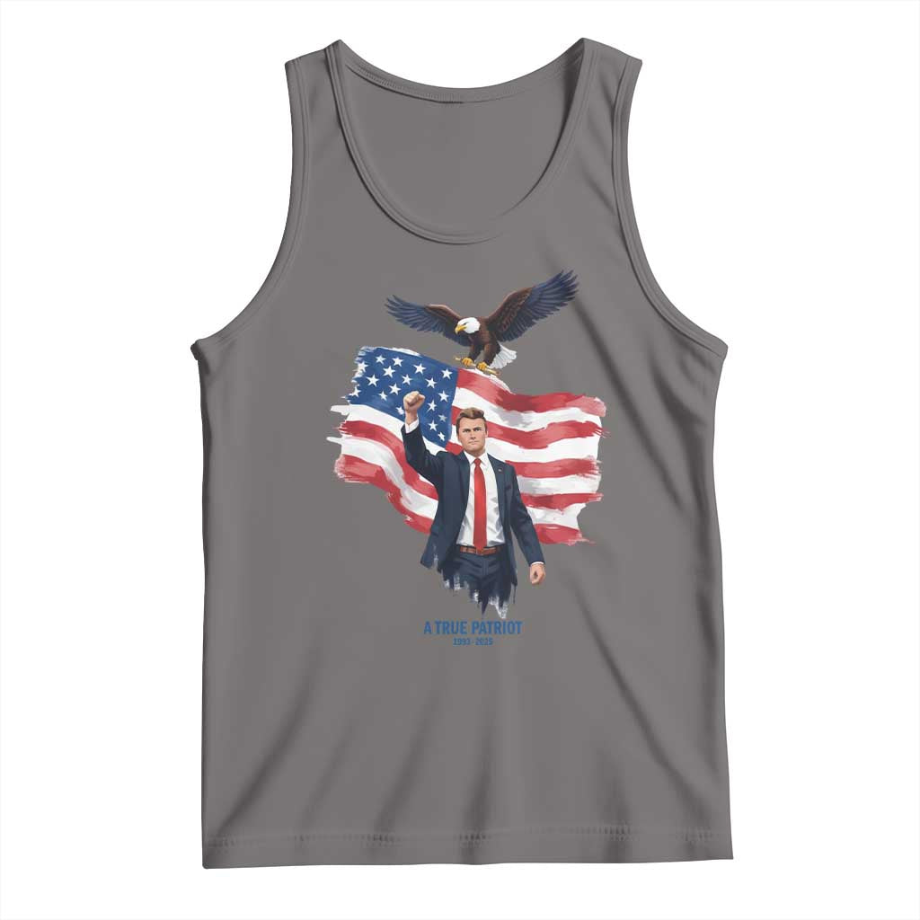 Charlie Kirk Tribute Tank Top A True Patriot American Flag Patriotic Eagle TS02 Deep Heather Print Your Wear