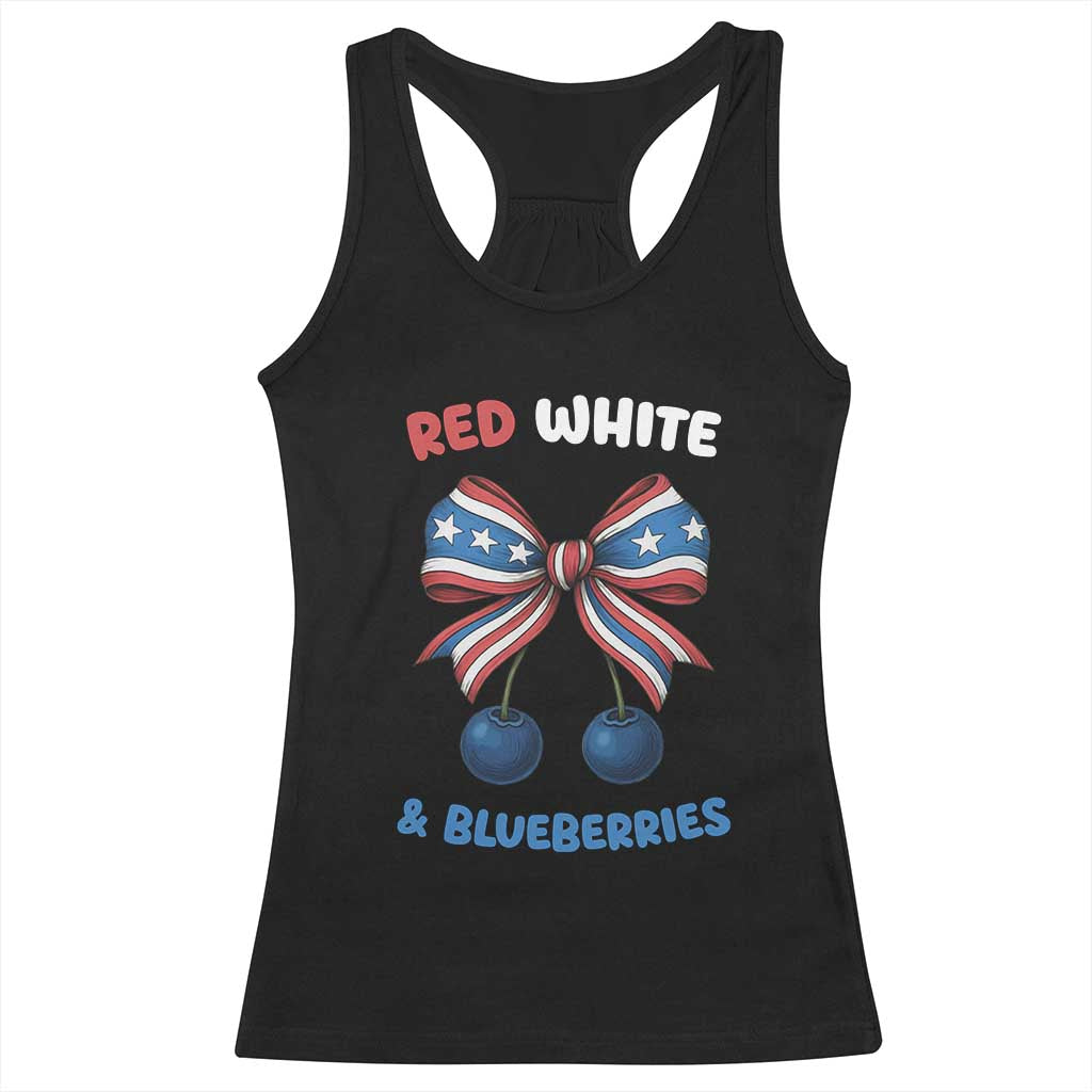 Red White and Blueberries Racerback Tank Top Retro Coquette Bow Vintage American Flag TS02 Black Print Your Wear