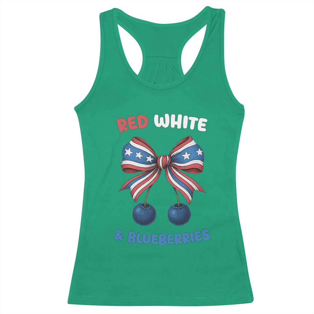 Red White and Blueberries Racerback Tank Top Retro Coquette Bow Vintage American Flag TS02 Irish Green Print Your Wear