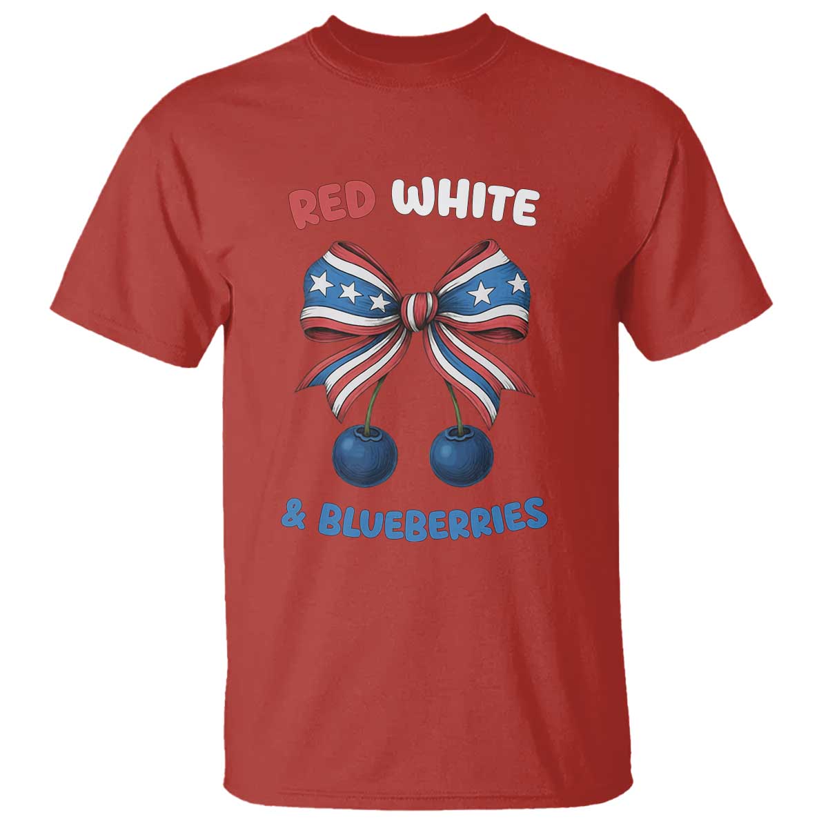 Red White and Blueberries T Shirt Retro Coquette Bow Vintage American Flag TS02 Red Print Your Wear